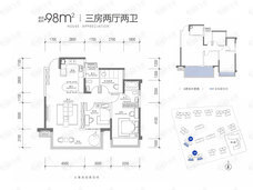 北投时代峯范3室2厅2卫户型图